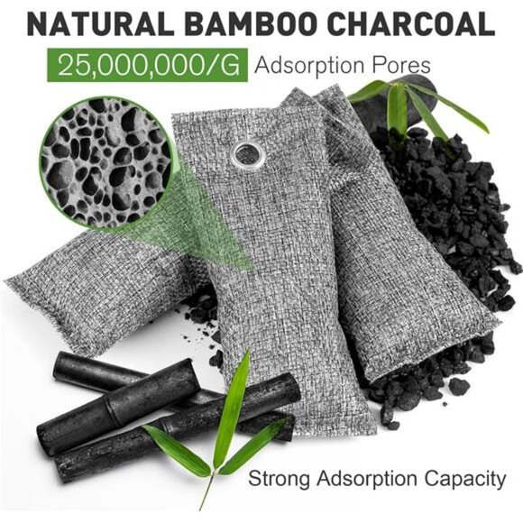 8 Pack Activated Charcoal Odor Absorber, Odor Eliminator for Strong 0dor,Shoe - Picture 2 of 8